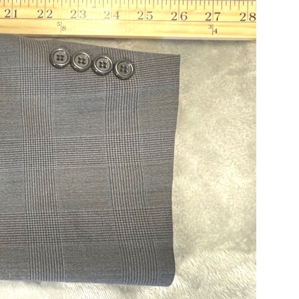 Corporate Image Tailored 42L Wool Blazer Mens Size Gray Glen Plaid Jacket *Flaw - Picture 9 of 10